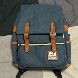 Blue and Brown Backpack